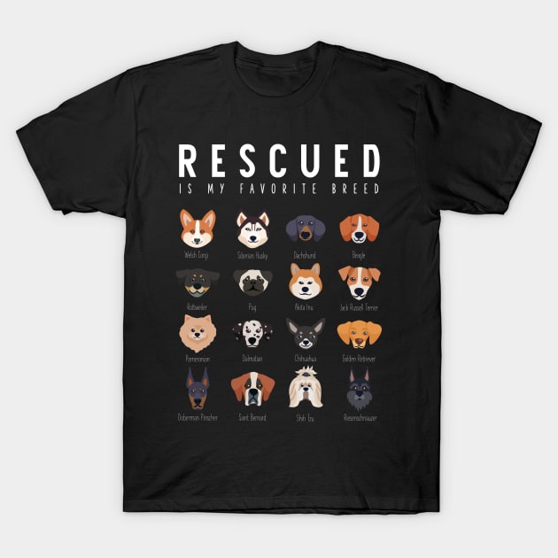 Dog Lovers Rescued Is My Favorite Breed T-Shirt by cranko